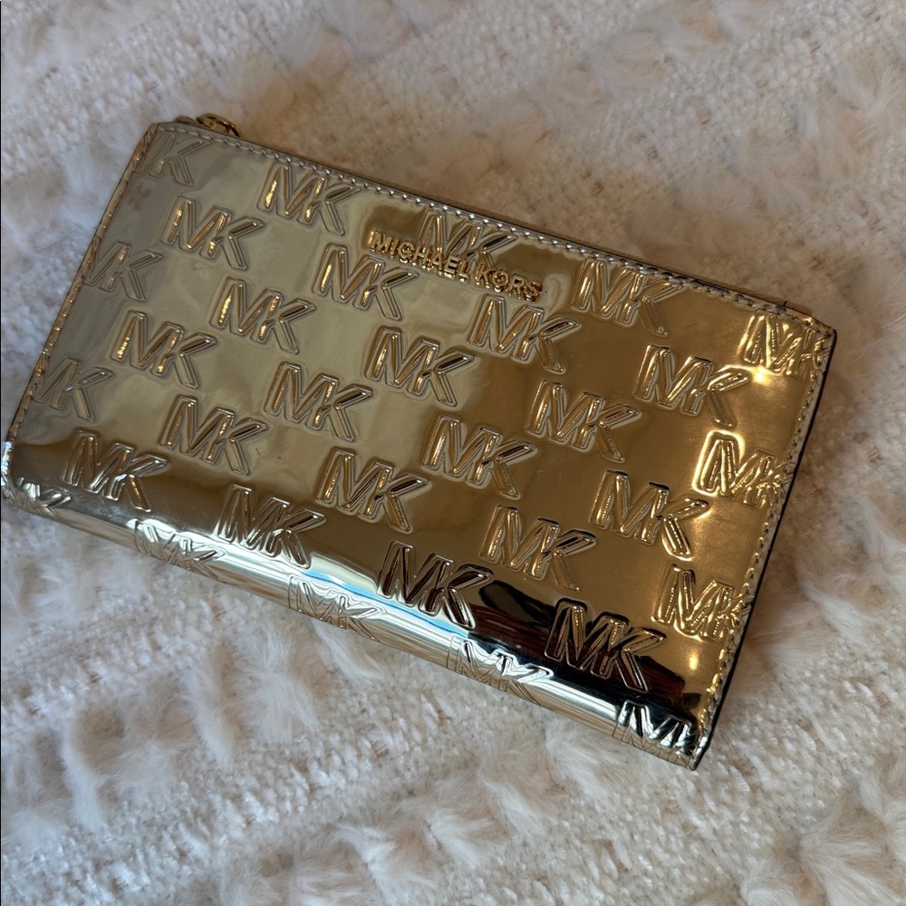 Michael Kors Metallic Gold Embossed Clutch - Picture 8 of 8